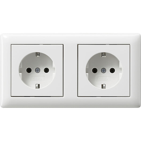 Gira Steckdose 2-fach verdr Reinweiß+Rahmen 479303